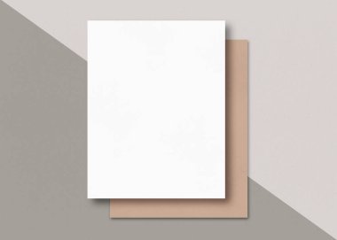 Bize mektup kağıt mockup fotoğraf. Boş kağıt. Dikey harf mockup. Kırpma yolu ile fotoğraf mockup. 