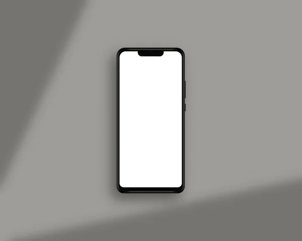 Smartphone Λευκή Οθόνη Σκηνή Mockup Πρότυπο Mockup Επικάλυψη Σκιάς Διακόσμηση — Φωτογραφία Αρχείου