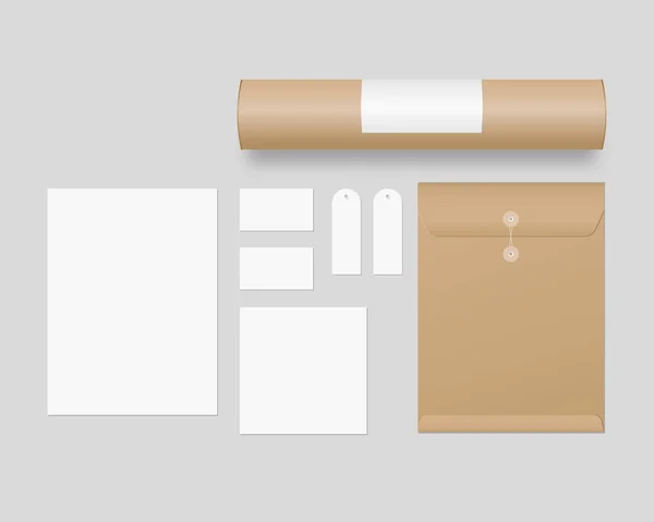 Conjunto Modelos Identidade Corporativa Mockup Papelaria Negócios Com Envelope Papel —  Vetores de Stock