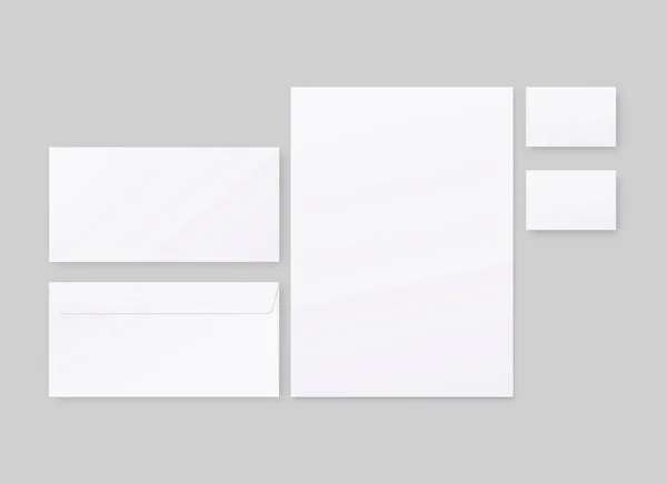 企业身份模板集 商业文具模型与信封 模拟向量隔离 模板设计 现实的病媒说明 — 图库矢量图片