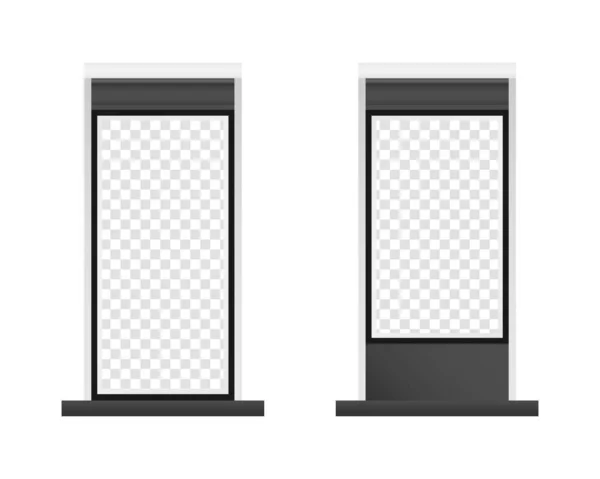 Segnaletica Digitale Lightbox Stand Set Vettore Segnaletica Esterna Vettore Mockup — Vettoriale Stock