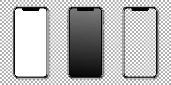 Реалистичный Набор Макетов Смартфонов Макет Смартфона Изолирован Прозрачном Фоне Реалистичная — стоковый вектор
