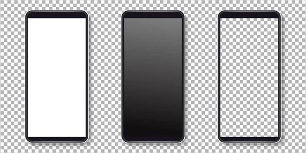 Realistic Smartphone Display Mockup Set Smartphone Mockup Isolated Transparent Background — Stock Vector