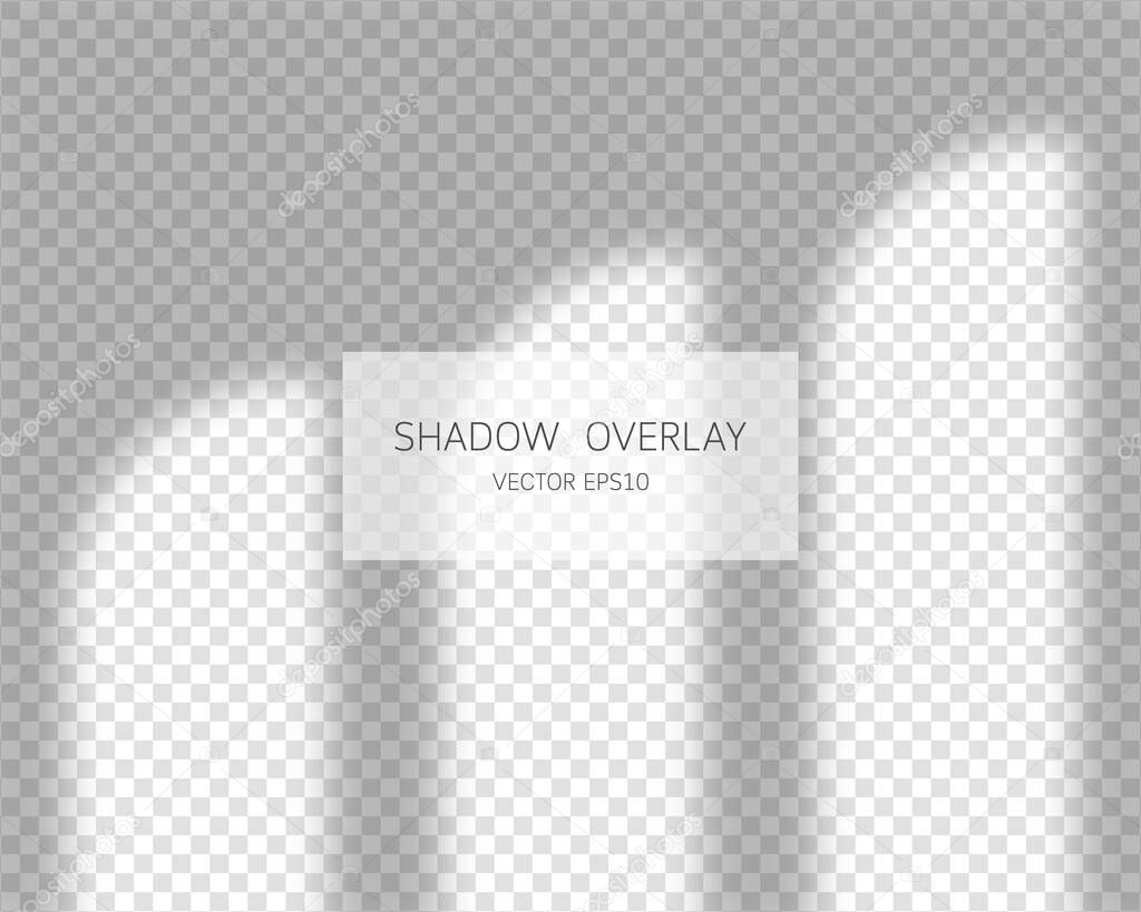 Shadow overlay effect. Natural shadows from window isolated on transparent background. Vector illustration. 