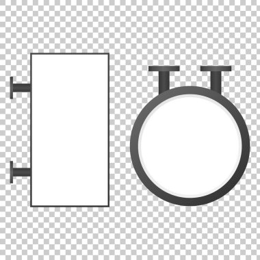 Boş tabela maketi. Işık kutusu tabelası modeli. Model vektörü izole edildi. Şablon tasarımı. Gerçekçi vektör illüstrasyonu.