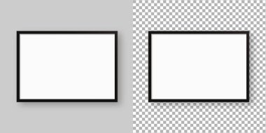 Gerçekçi bir çerçeve. Boş resim çerçeve şablonu. Model izole edildi. Şablon tasarımı. Gerçekçi vektör illüstrasyonu.