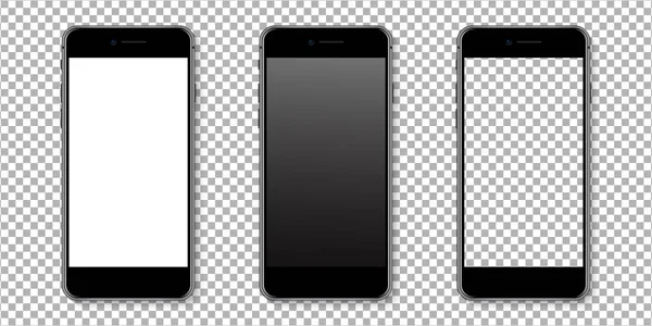 Gerçekçi Akıllı Telefon Görüntüleme Modeli Seti Şeffaf Arkaplanda Akıllı Telefon — Stok Vektör
