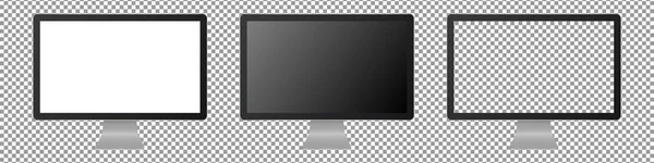 Realistic Desktop Computer Mockup Set Desktop Computer Blank Screen Mockup — Stock Vector