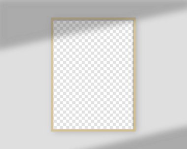 Gölgeli gerçekçi bir çerçeve. Boş resim çerçeve şablonu. Model izole edildi. Şablon tasarımı. Gerçekçi vektör illüstrasyonu.