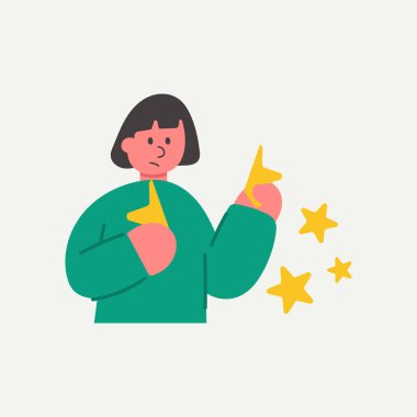 Müşterilerin olumsuz eleştirilerini gösteren karikatür çizimleri. Geri bildirim, şikayet ve tüketici görüşü kavramı.