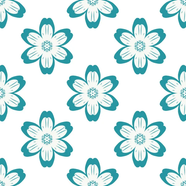 Digitale blauwe bloemen eenvoudige naadloze patroon — Stockfoto