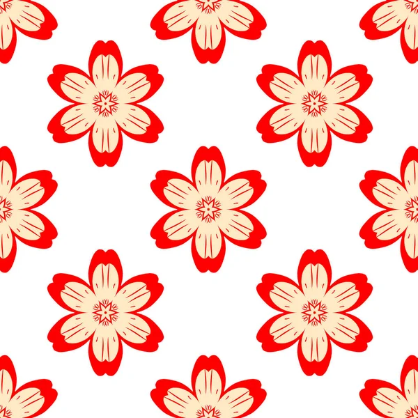 Digital red flowers simple seamless pattern — Stock Photo, Image