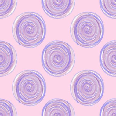 pembe arka plan üzerinde dijital daireler spiral leylak mor dikişsiz desen