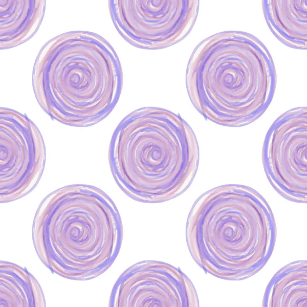 Digitale Kreise spiralförmig lila nahtloses Muster auf weißem Hintergrund — Stockfoto