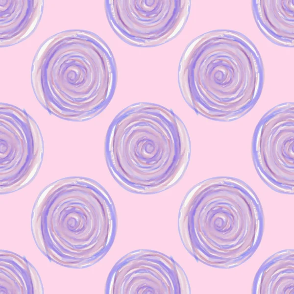 Digitale Kreise spiralförmig lila nahtloses Muster auf rosa Hintergrund — Stockfoto