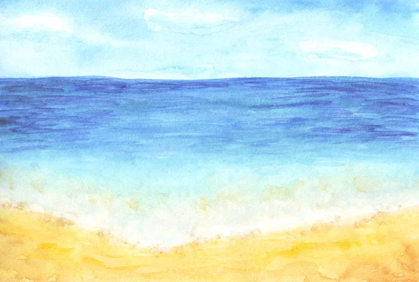 Watercolor beach sea summer — Stock Photo, Image