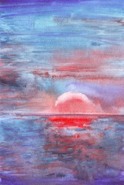 Beautiful sea on watercolor painting background