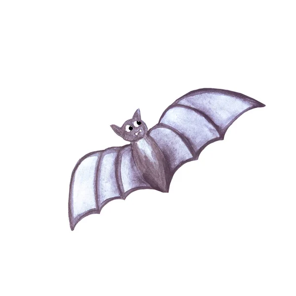 Aquarell Fledermaus isoliert auf weißem Hintergrund. Symbol für Halloween. — Stockfoto