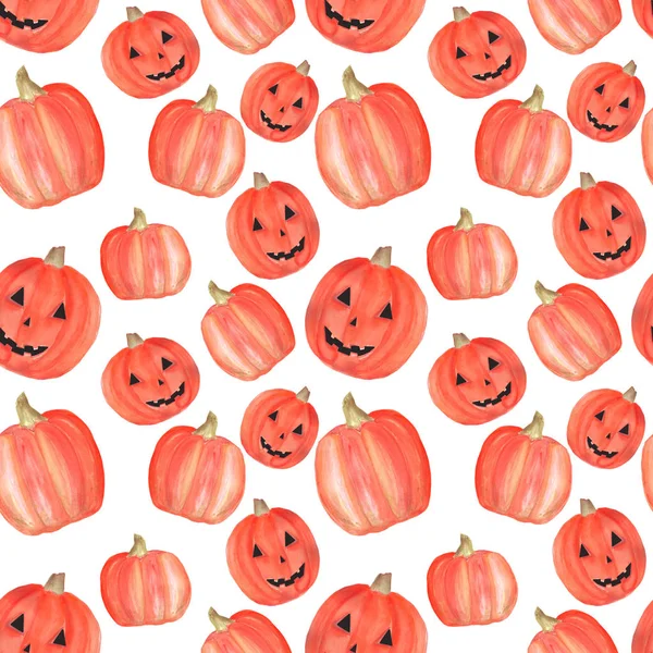 watercolor pumpkin halloween seamless pattern on white background. Halloween symbol. halloween party decoration