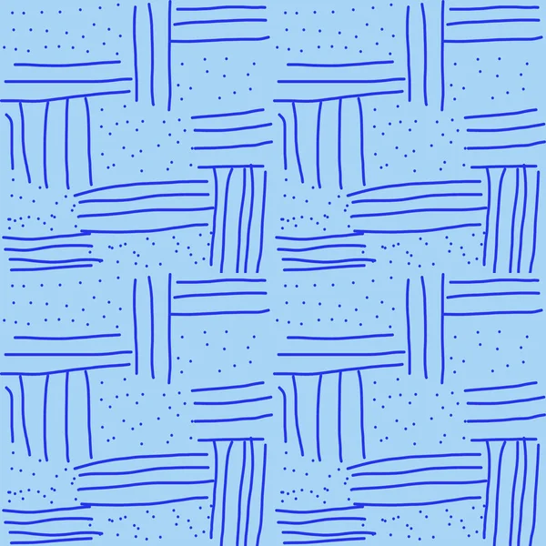 digital seamless pattern of blue hand drawn horizontal and vertical lines and dots.