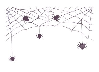 örümcek ile suluboya Web. öğe simgesi. Cadılar Bayramı sembolü