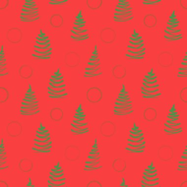Dijital grafik Noel ağaçları ve daireler sorunsuz desen. Noel ve Yeni Yıl süslemeleri için, ambalaj kağıdı
