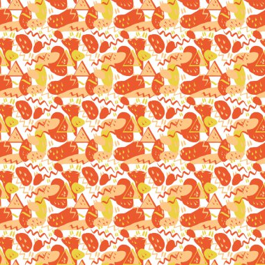 Memphis tarzı dikişsiz desen dijital grafik soyutlama.