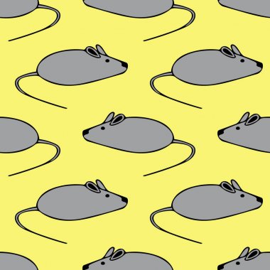 sarı arka plan üzerinde dijital grafik dikişsiz desen gri fare.