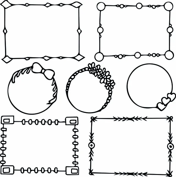 Conjunto de marcos en estilo garabato. frontera dibujada a mano. Simple liner estilo escandinavo . — Archivo Imágenes Vectoriales