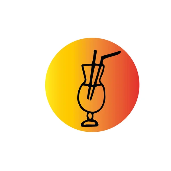 tequila cocktail sunrise in a circle yellow and orange hand drawn in doodle style. design template for card, menu, icon, cover for social media story, sticker, poster