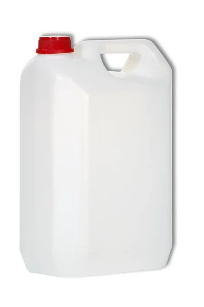 Kunststof Jerrycan Geïsoleerd Witte Achtergrond Stockfoto