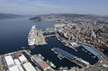 Vigo şehrinin havadan panoramalar
