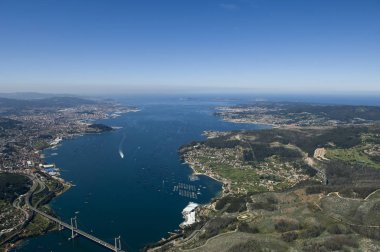 Galicia, Ispanya bölgesinde bir kıyı şeridinin panoramik