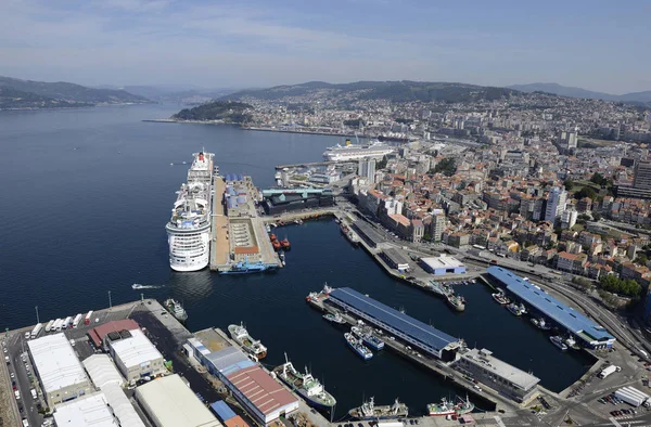 Vigo Şehrinin Havadan Panoramalar Stok Resim