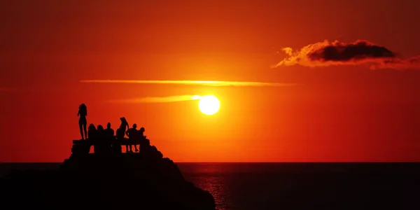 Puesta Sol Far Punta Nati Menorca — Foto de Stock