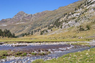 Benasque, Huesca / İspanya; 22 Ağustos 2017. Posets-Maladeta Doğal Parkı bir İspanyol doğal alanıdır. Pireneler 'deki en yüksek iki dağ zirvesini içerir..