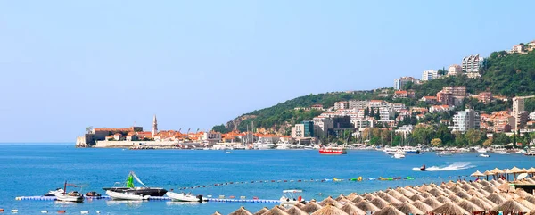 Blick Auf Die Altstadt Vom Strand Aus Budva Montenegro — Stockfoto