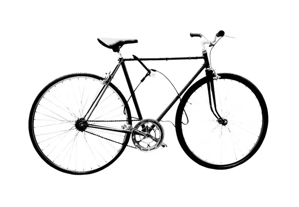 Bicicletta Classica Stile Vintage Uomo Immagine Bianco Nero Isolata Bianco — Foto Stock