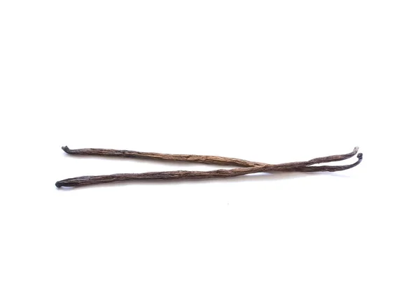 Two Vanilla Pods White Background — Stock Photo, Image