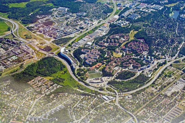 Stockholm Švédsko Června 2018 Letecký Snímek Nad Rissne Sundbyberg Během — Stock fotografie