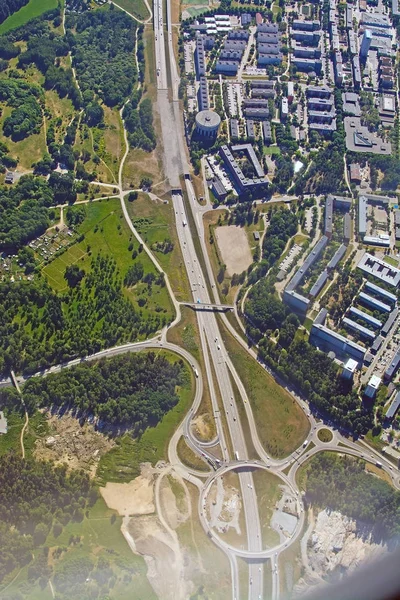 Patrón Autopista Rotonda Con Plano Aéreo Tráfico Estocolmo Suecia — Foto de Stock