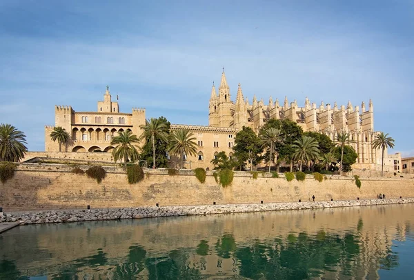 Mallorca Balearen Spanje November 2017 Bezienswaardigheden Seu Kathedraal Het Kasteel Stockfoto