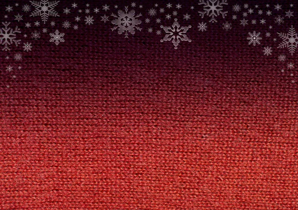 Красная Шерсть Цвета Фуксии Трикотаж Снежинками Зимнего Фона Фона — стоковое фото