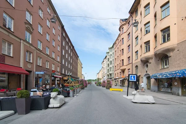 Stockholm Sveç Temmuz 2018 Yaya Caddesi Üzerinde Temmuz 2018 Vasastan — Stok fotoğraf