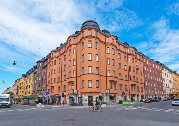 Stockholm Sverige Juli 2018 Vasastan Typiske Århundrede Gamle Bygninger Gul - Stock-foto