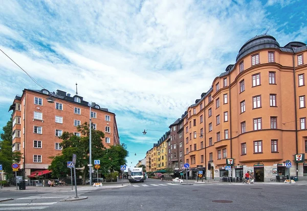 Stockholm Švédsko Července 2018 Vasastan Typická Stoletých Budovy Žluté Nákres — Stock fotografie