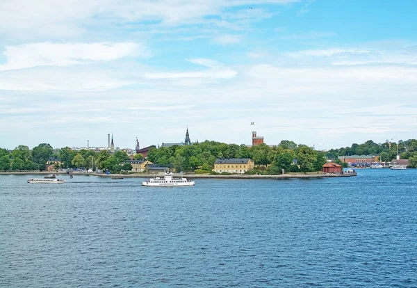 Stockholm Svezia Luglio 2018 Barche Visite Turistiche Traghetti Viaggi Lunga — Foto Stock