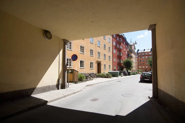 Stockholm Suecia Julio 2018 Fachadas Edificios Residenciales Sodermalm Julio 2018 — Foto de Stock