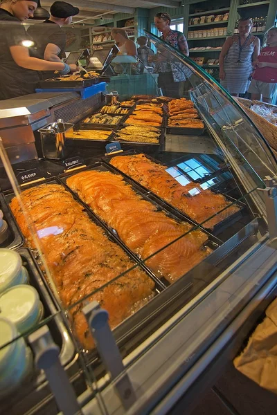 Nynashamn Sweden July 2018 Nynas Rokeri Seafood Store Products July — Stock Photo, Image