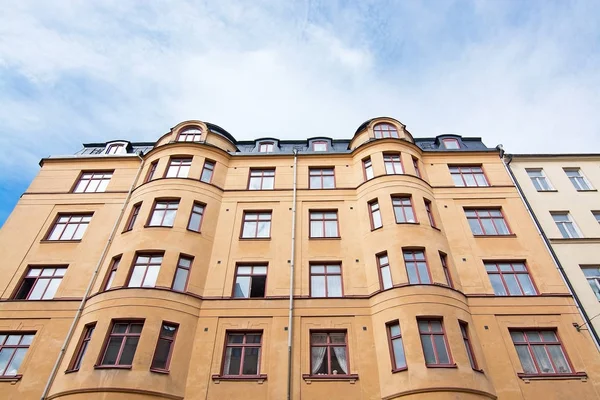 Edificios Típicos Vasastán Centenarios Escombros Amarillos Estocolmo Suecia — Foto de Stock